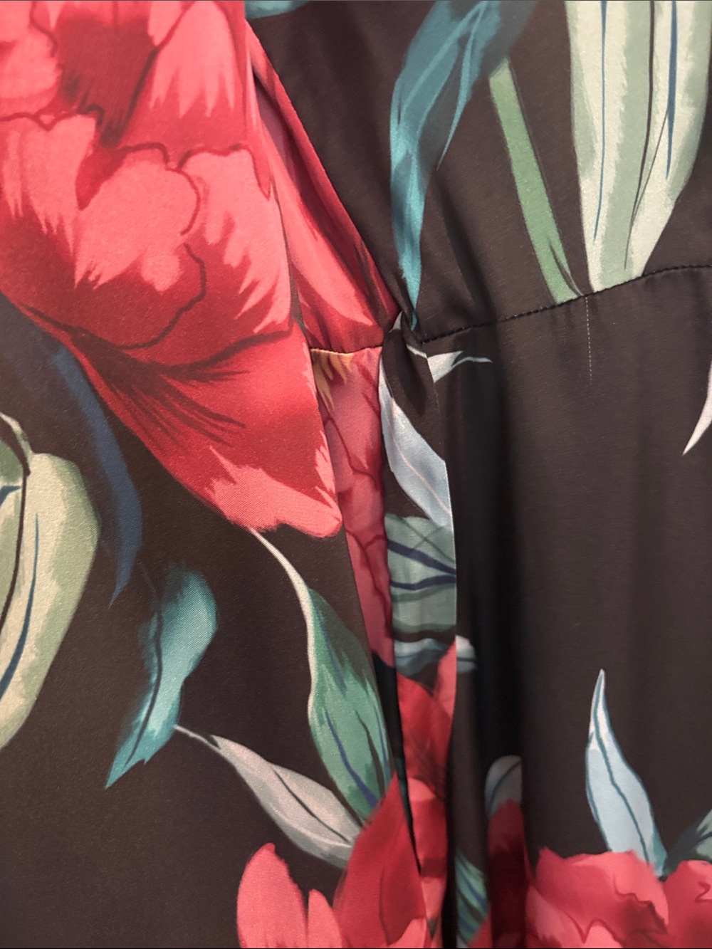 Show Me Your MuMu Black Maxi Wrap Dress with Burgundy Floral - Picture 13 of 14